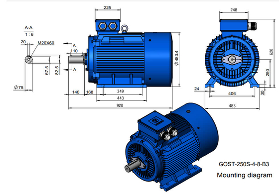 IC0141 Squirrel Cage Motor With 75mm Shaft Diameter For Continuous S1 Operation